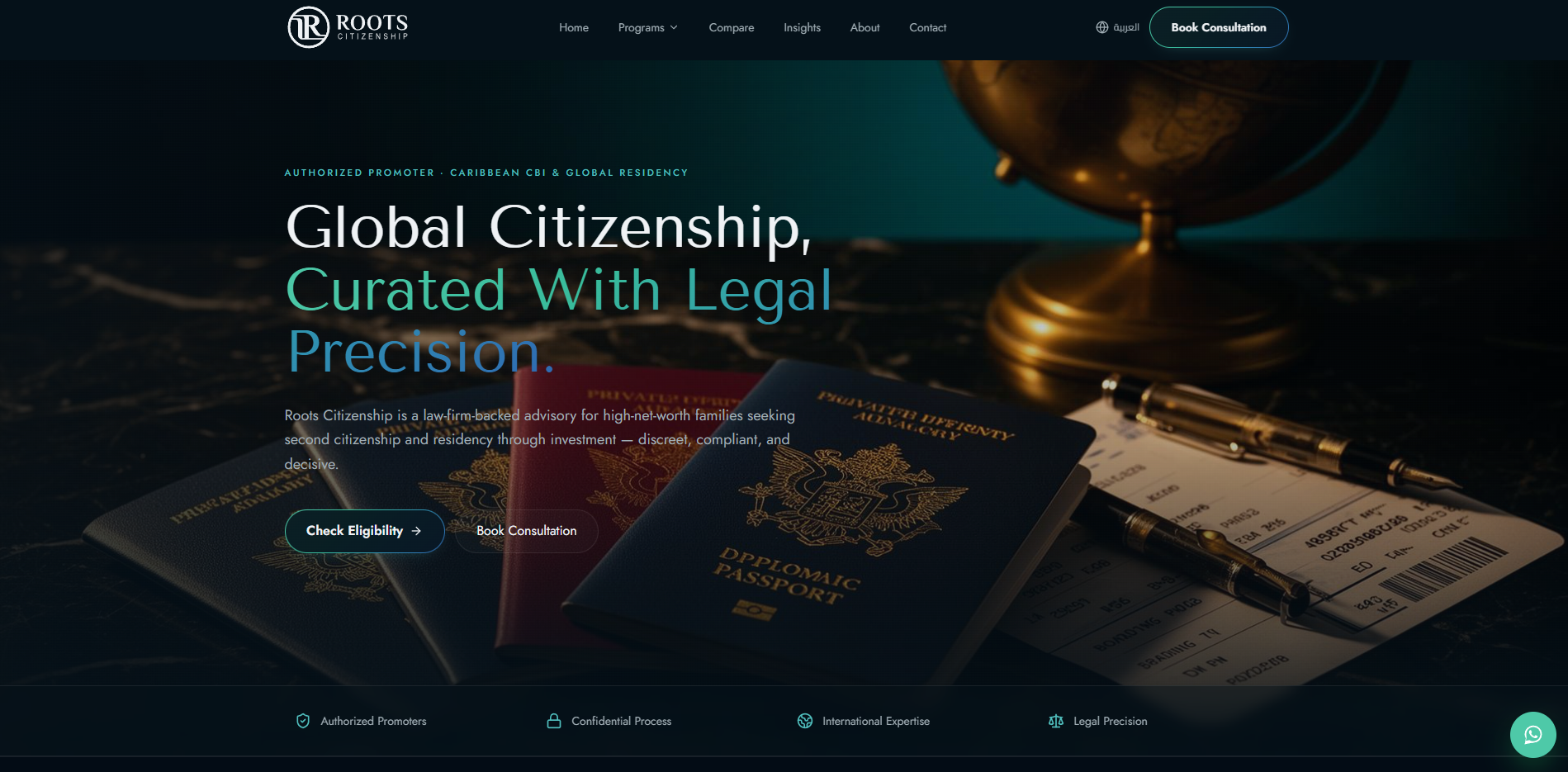 roots-citizenship.com landing page
