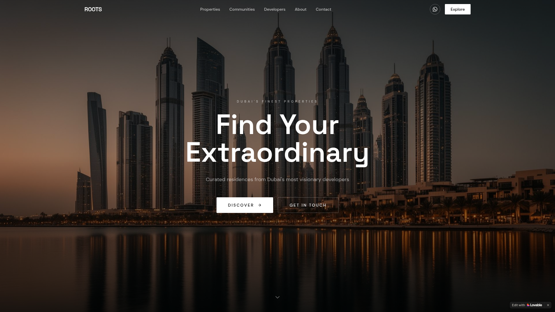 roots-properties.com landing page